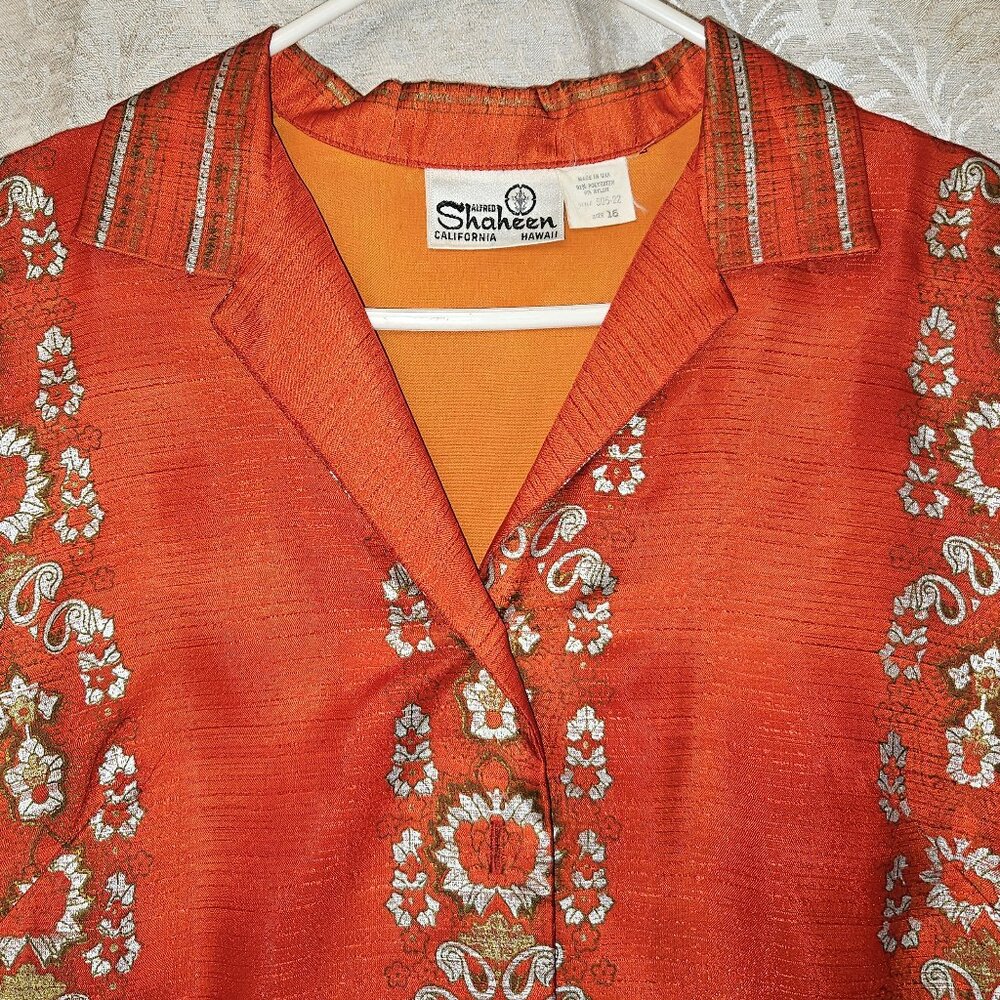 Alfred Shaheen red/silver glamorous vintage 1970s Hawai'ian cocktail dress Elvis - Picture 4 of 11